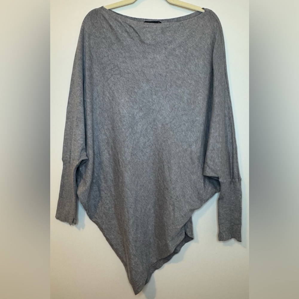 Zara Gray Asymmetrical Knit Long Dolman Sleeve Sweater Size M